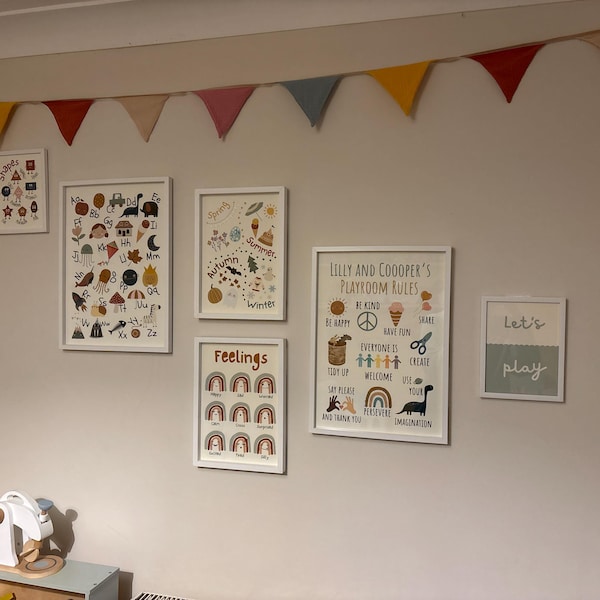 Educational Set of Playroom Prints, Including a Personalised Playroom ...