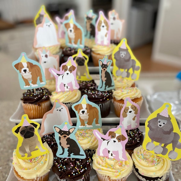 Dog Cupcake Topper Printable Cupcake Toppers Printable Puppy Cupcake ...