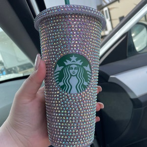 Crystal AB Rhinestone Starbucks 24 Oz Reusable Cold Cup rainbow ...