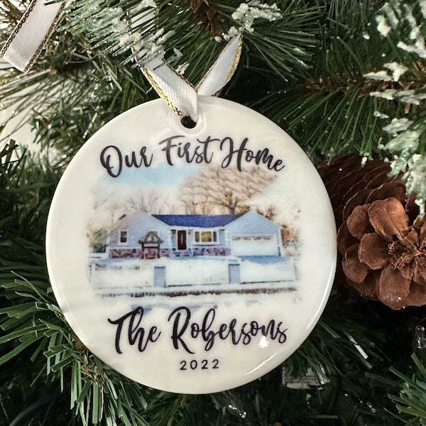 Custom Home Ornament, Custom Watercolor House Christmas Ornament ...