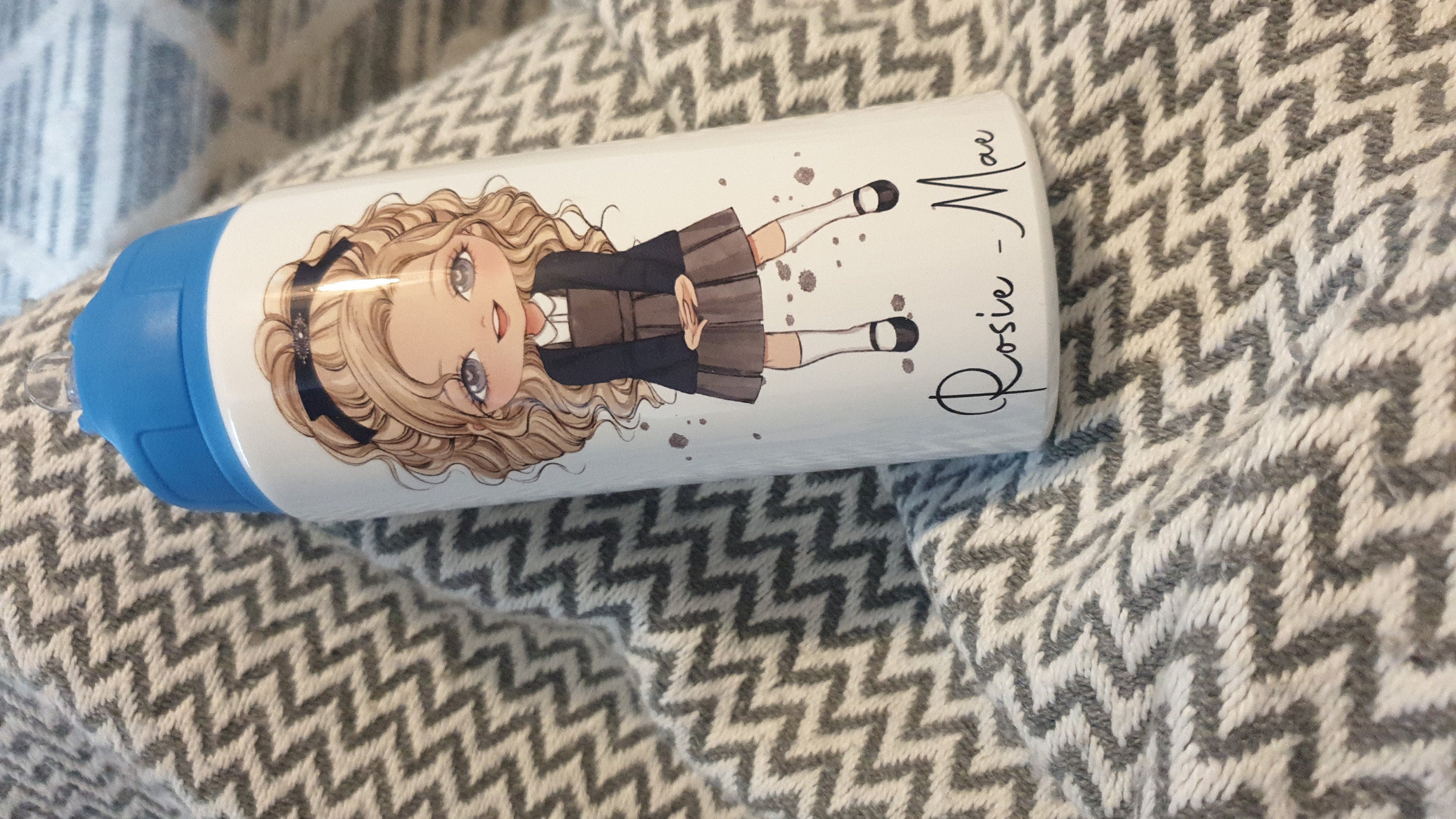 Personalized Girls School Water Bottle, First Day of School, Blue Back to School, Gift for Her Daughter Granddaughter Niece