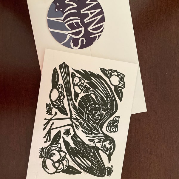 Sloth Linocut Relief Print on Dyed Paper - Etsy