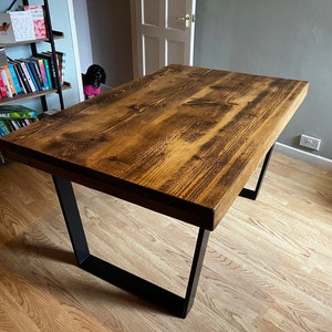 Live Edge Solid Oak Wood Dining Table With Crossover Frame Legs ...