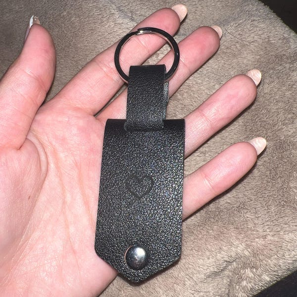 Personalized Leather Photo Keychain,custom Faux Leather Keyring, Fathers Day Gift, Leather Photo ...