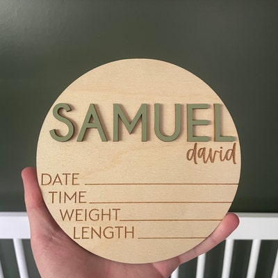 Baby Announcement Sign With Birth Stats Wood Sign for Name Reveal Baby ...