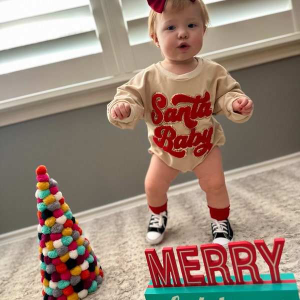 Girls Santa Face Romper with Confetti Dot Ruffles by Millie Jay main image 0