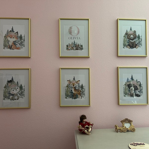 Woodland Nursery Wall Decor, Forest Animals Wall Art, Baby Girl Nursery ...