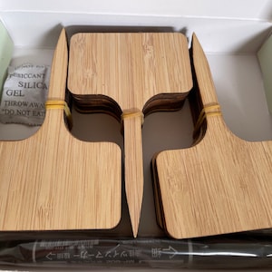 KLINNA 40 Stück Pflanzenstecker Aus Bambus - T-förmige Gartenschilder Mit Marker