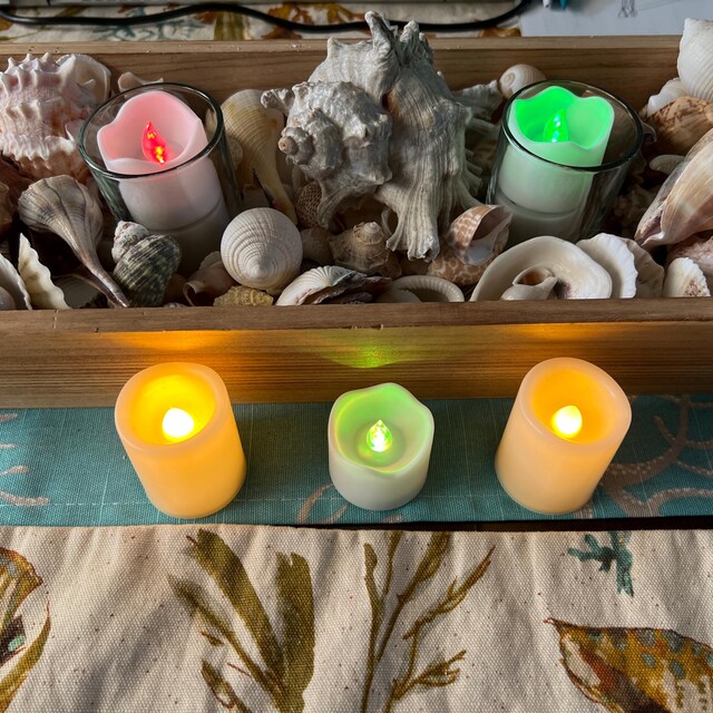 Seashell Centerpiece: Beach Decor With LED Candles in Wooden Box