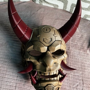 3D プリントサイバーパンク日本般若マスク鬼悪魔マスクサムライマスク