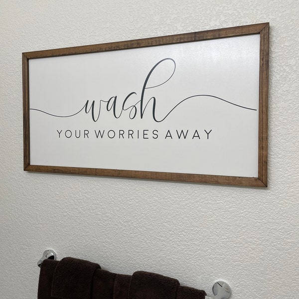 Wash Your Worries Away Sign Bath Sign Sign for Bathroom Bathroom Wall ...
