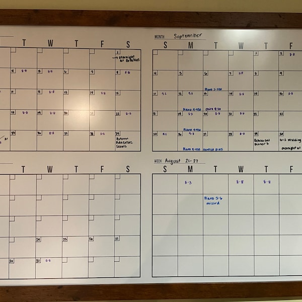 4 Month Minimalist Dry Erase Whiteboard Calendar 36