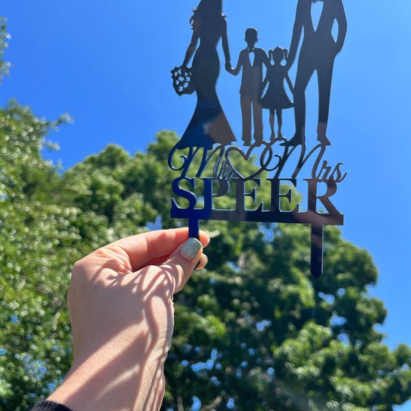 Family Wedding Cake Topper With Son and Doughter, Bride and Groom With ...