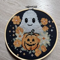 Flower Ghost Cross Stitch Pattern PDF - Cute Funny Easy Small Halloween ...