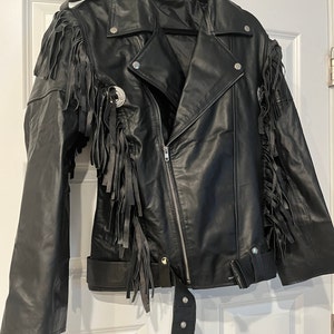 Vintage Genuine Leather Fringe Jacket, Western Fringed Vintage Genuine Leather Fringe Jacket, Western Fringed