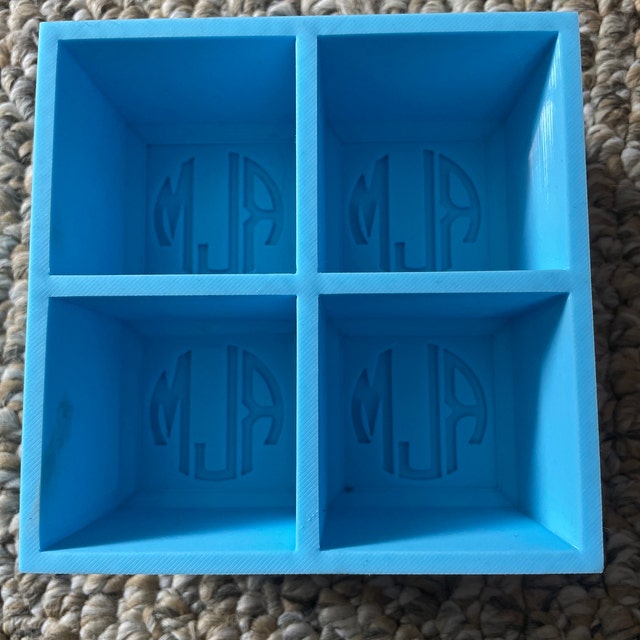 Siligrams Customizable Inverted Ice Cube Tray - Personalized Custom 2” Cocktail Ice Molds for Whiskey - Bartender Silicone Ice Cube Mold - Monogram
