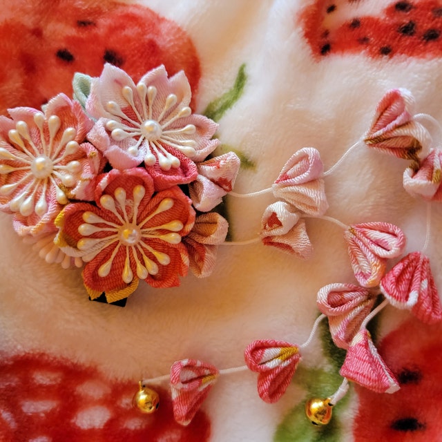 Handmade Japanese Traditional Tsumami Kanzashi Hair Clip Pin