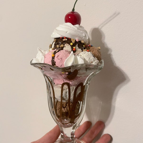 Fake Hot Fudge Sundae Neapolitan Sundae Ice Cream Bar Décor Summer ...