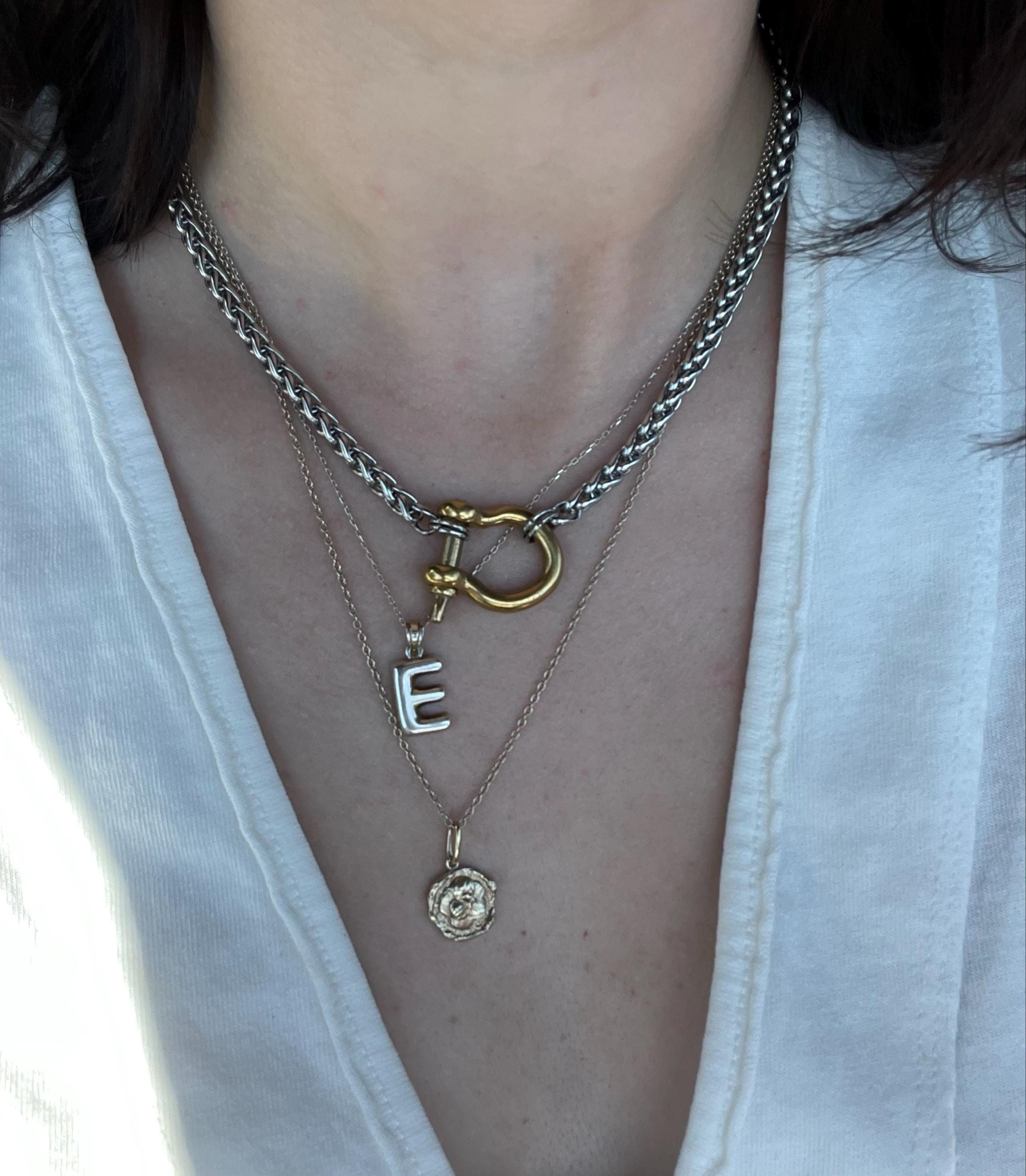 Horseshoe Shackle Stainless Steel Necklace - Chunky Choker Necklace - Bold Necklace - Punk Jewelry - Statement Piece - Carabiner Necklace