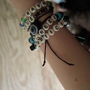 Black & White Custom Kandi Bracelet | Black Kandi Bracelet | Custom Name Bracelet | Black Rave Accessories