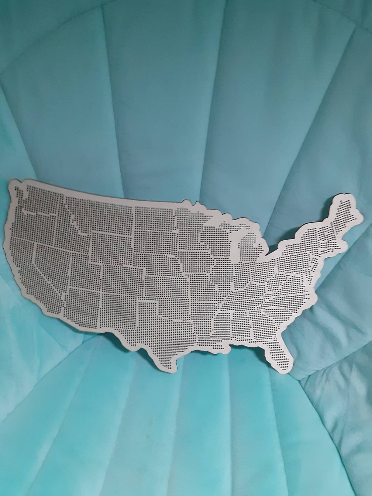 Stitchable Wooden US State Map | Cross Stitch & Embroidery United States Perforated Wood Map | Plywood Needlepoint Wedding or Moving Gift