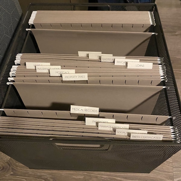 Precut File Cabinet Labels: Home Filing System, Cardstock or Sticker - Etsy