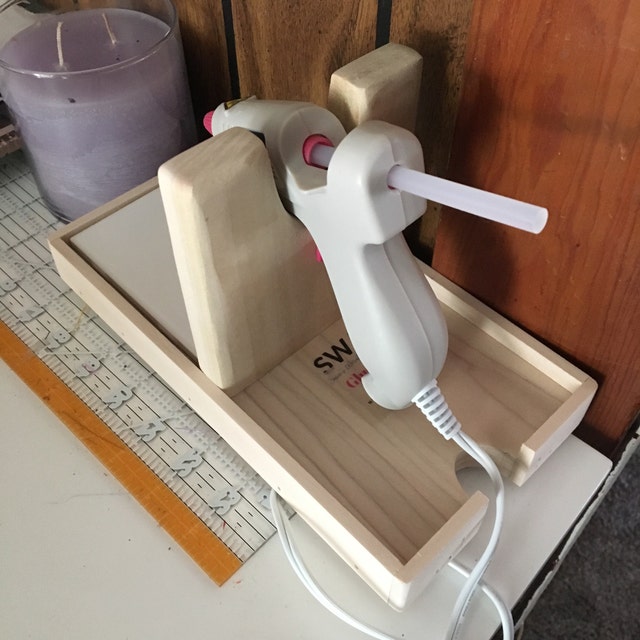Hot Glue Gun Holder Regular & Mini Original Wood Stand Organizer