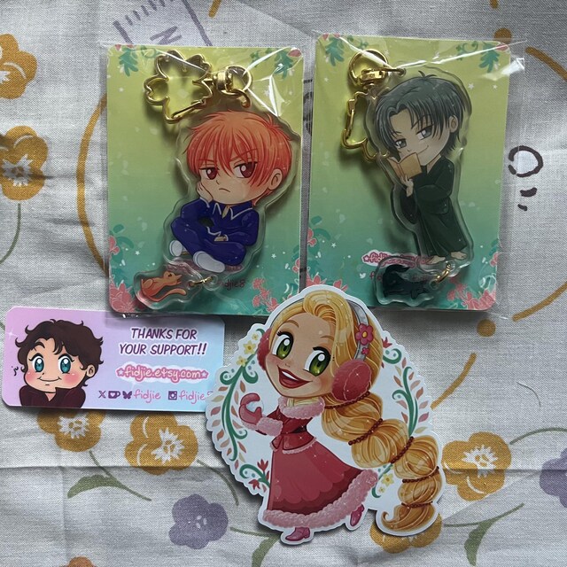 Keychains Fruits Basket Chinese Zodiac Acrylic Charms Cute Gifts