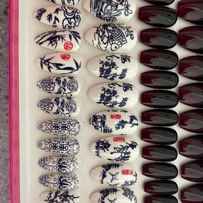 Chinese Porcelain Nails Fake Nails Press on Nails. Chinese - Etsy
