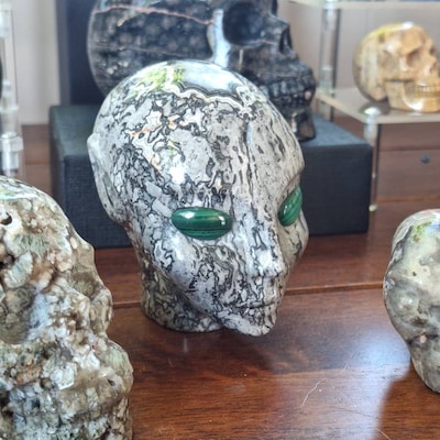 Skullis Crystal Skull, 5.1 Dream Chevron Amethyst Hand Carved Gemstone ...