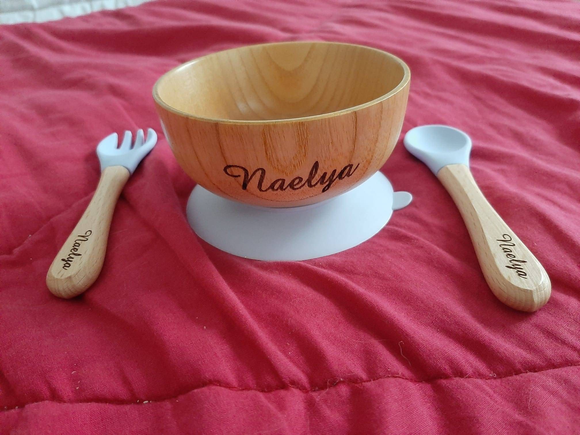 Personalized baby bowl and cutlery