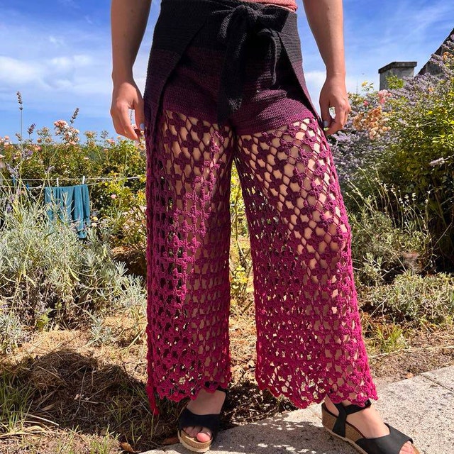 Crochet Wrap Pants Pattern—cherry Blossom Lace Crochet Pants