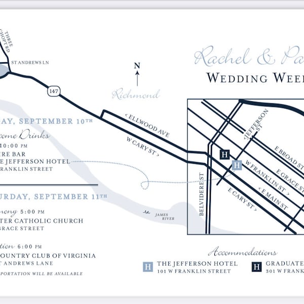 Wedding Map Custom Design / Printable DIY Digital File / Welcome Bag ...