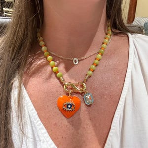 Gift for Mom | Carabiner Charms Necklace | Gemstone Carabiner Clasp Necklace | Colorful Beaded Summer Necklace | Gift for Her Personalized