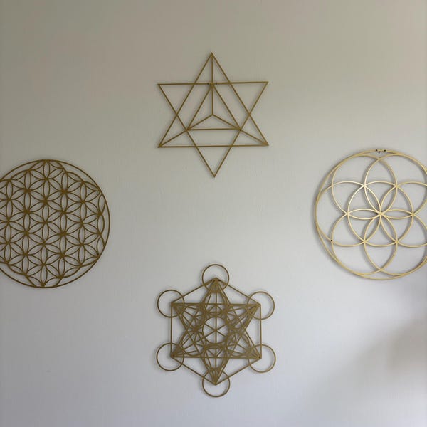 Sacred Geometry Metal Wall Art Set of 4, Home Meditation Metal Yoga ...