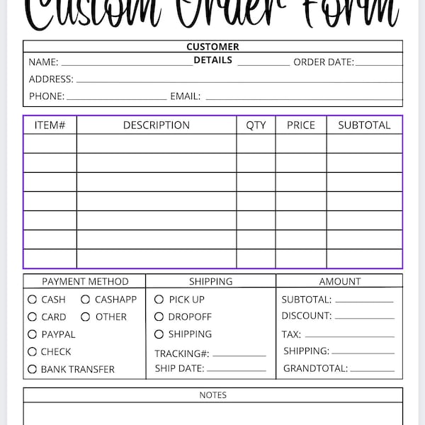 Editable Order Forms Bundle, Tshirt, Tumbler, Invoice Template ...