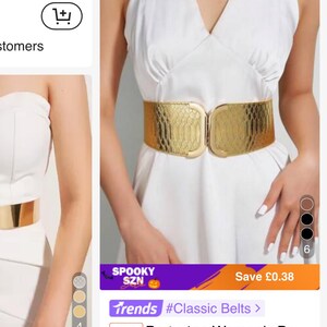 Gold Double Buckle Wide Waist Belt: Elegant Leather Corset  display picture 1