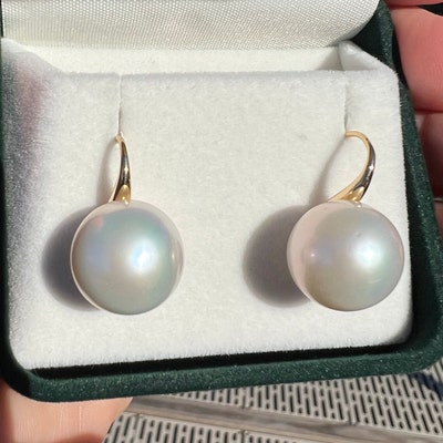 14-15mm Large White Round Edison Pearl With 18k Solid - Etsy