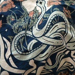 Celestial Snake Woven Blanket: Floral Snake Decor Woven Tapestry and ...