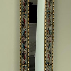 Peruvian Long Narrow wall mirror 35.4" Tall for home wall decor - Handmade Decorative skinny Mirror with gold leaf for living room, bedroom