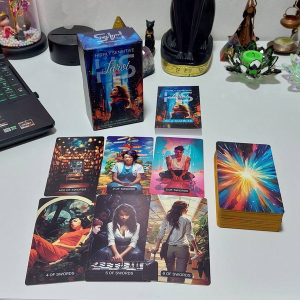 Tarot Highly Sensitive Edición Limitada | 78 Cartas + Sorpresa Con Motivos Espirituales | Libro Guía En Alemán E Inglés | Para Principiantes Y Expertos