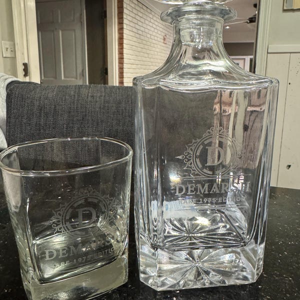 Engraved Bourbon Decanter Set With Bourbon Glasses - Bourbon Decanter, Decanter Set Personalized ...