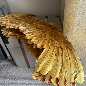 Costume Ailes D’Ange Dorées Avec Plumes – Accessoire Photo Pour Enfants, Bandes Élastiques Réglables, Scène Et Déguisement