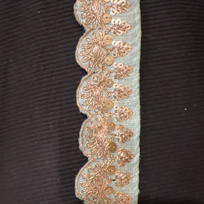 Rose Gold Beaded Trim Pink Gold Hand Embroidered Trim Seed - Etsy