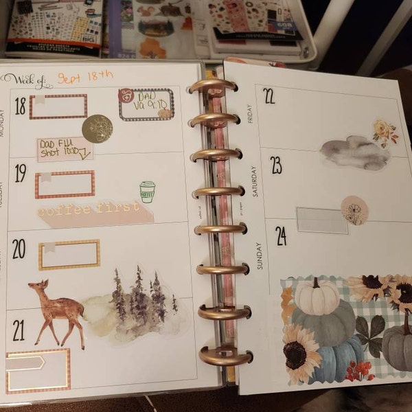 Undated Weekly Planner Inserts, Two Page Horizontal Layout, Lined Notes ...