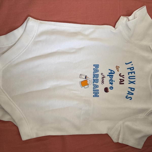 Body Bébé Personnalisé 'J'peux Pas J'ai Bêtise Avec Mon Parrain' - Taille 9 Mois - Blanc - Neuf Avec étiquettes