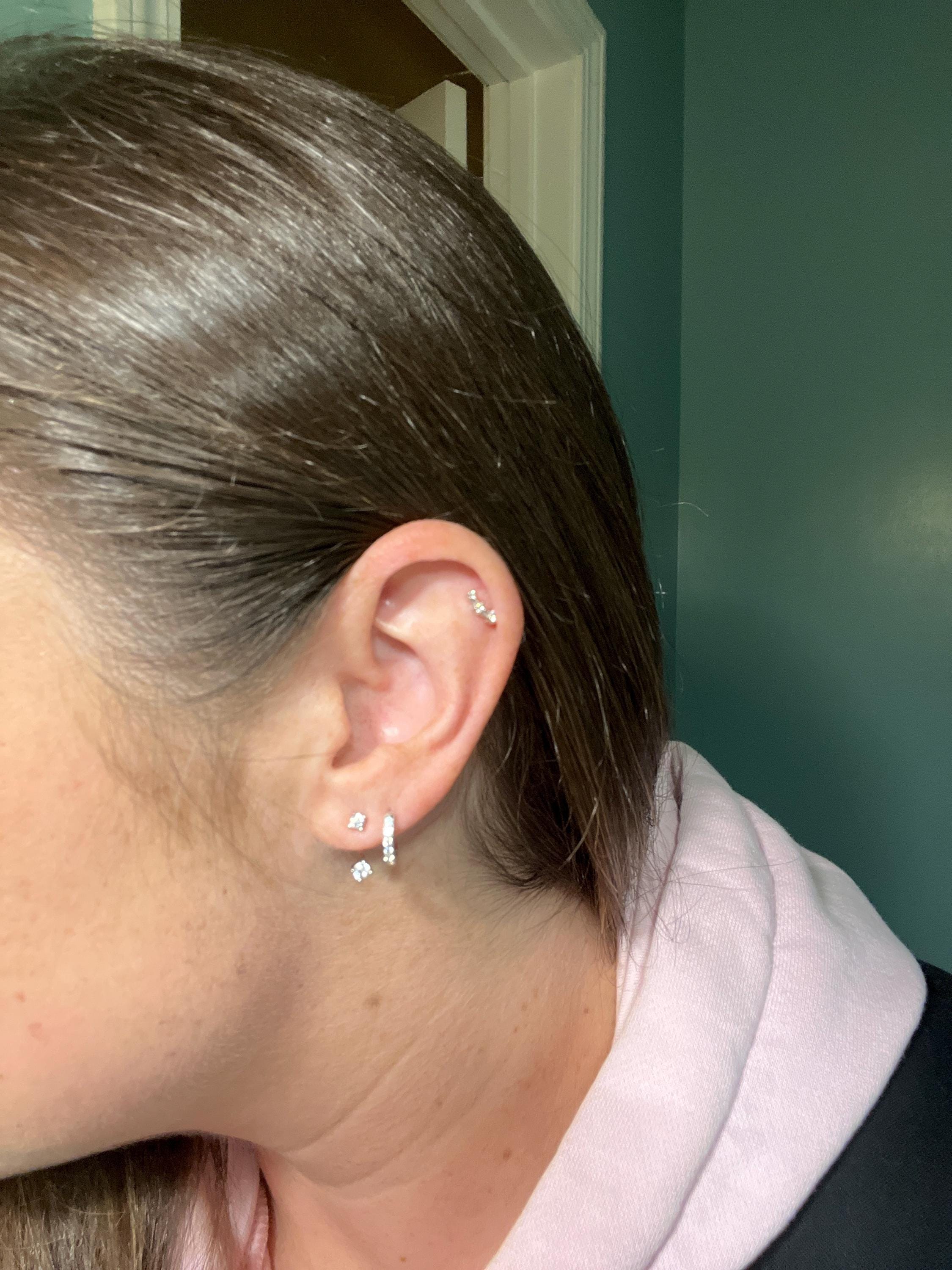 Diamond Earring Set by Caitlyn Minimalist • Set of 3: Dainty Ear Climber, Ear Jacket & Pave Diamond Hoop • Perfect Bridesmaid Gift • ER427
