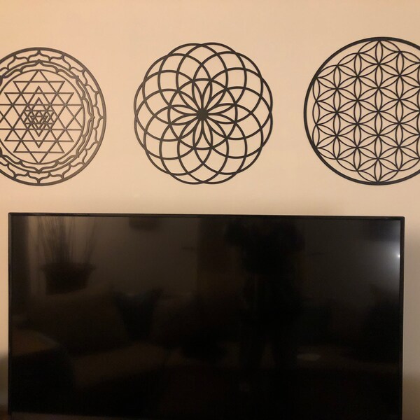 Sacred Geometry, Sri Yantra, Torus, Flower of Life Set of 3 Wall Art ...