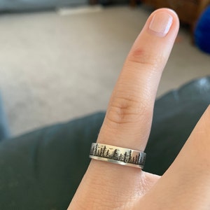 Personalized Silver Ring, Graduation Gift Gifts, Wedding Band, Forest Jewelry, Engraved Ring, Pine Tree Ring, Nature Accessories