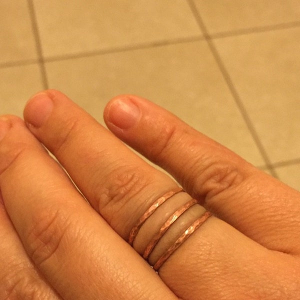 Set of 5 Thin Copper Stackable Rings, Stackable Rings, Stacking Rings ...